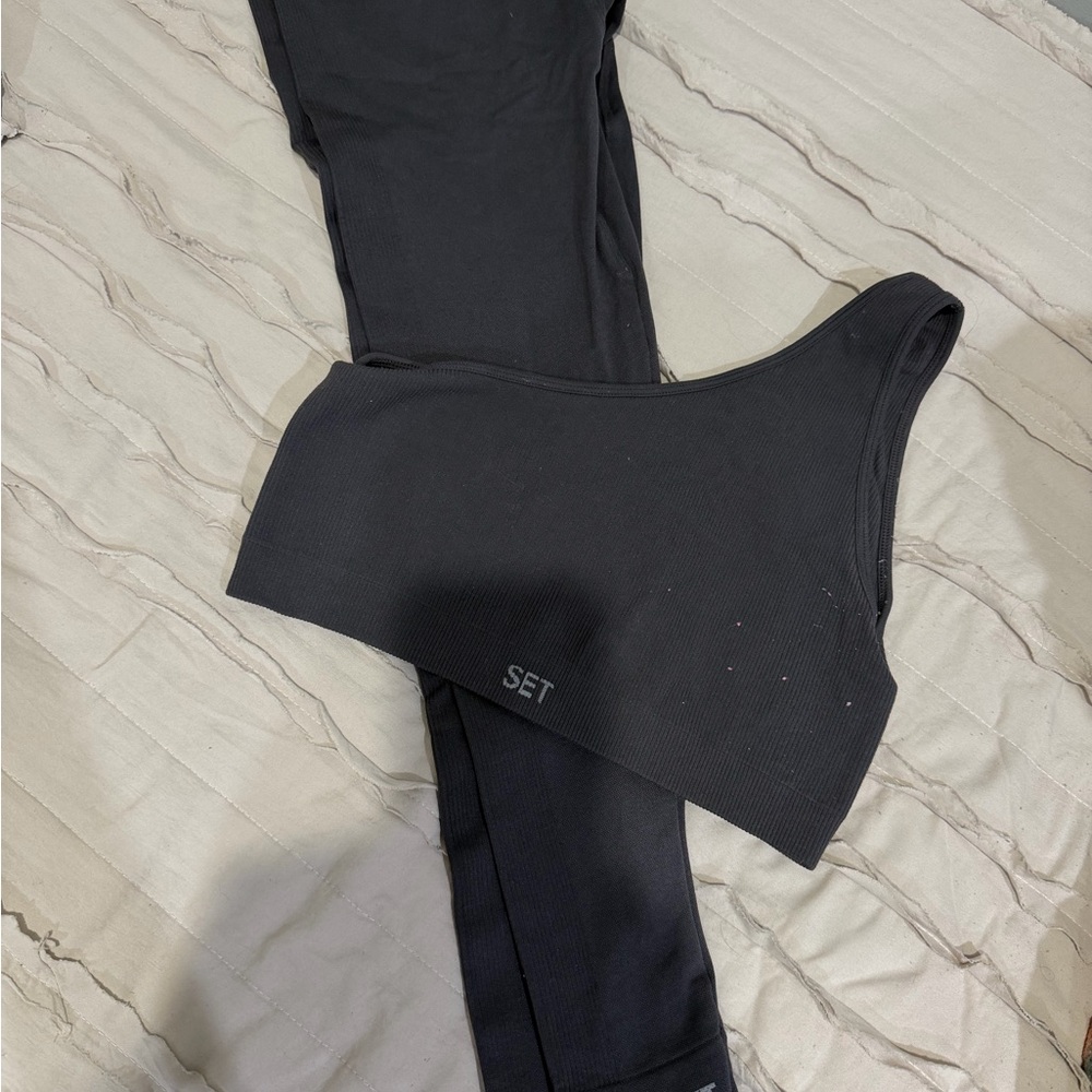 Black One-Shoulder Activewear Set